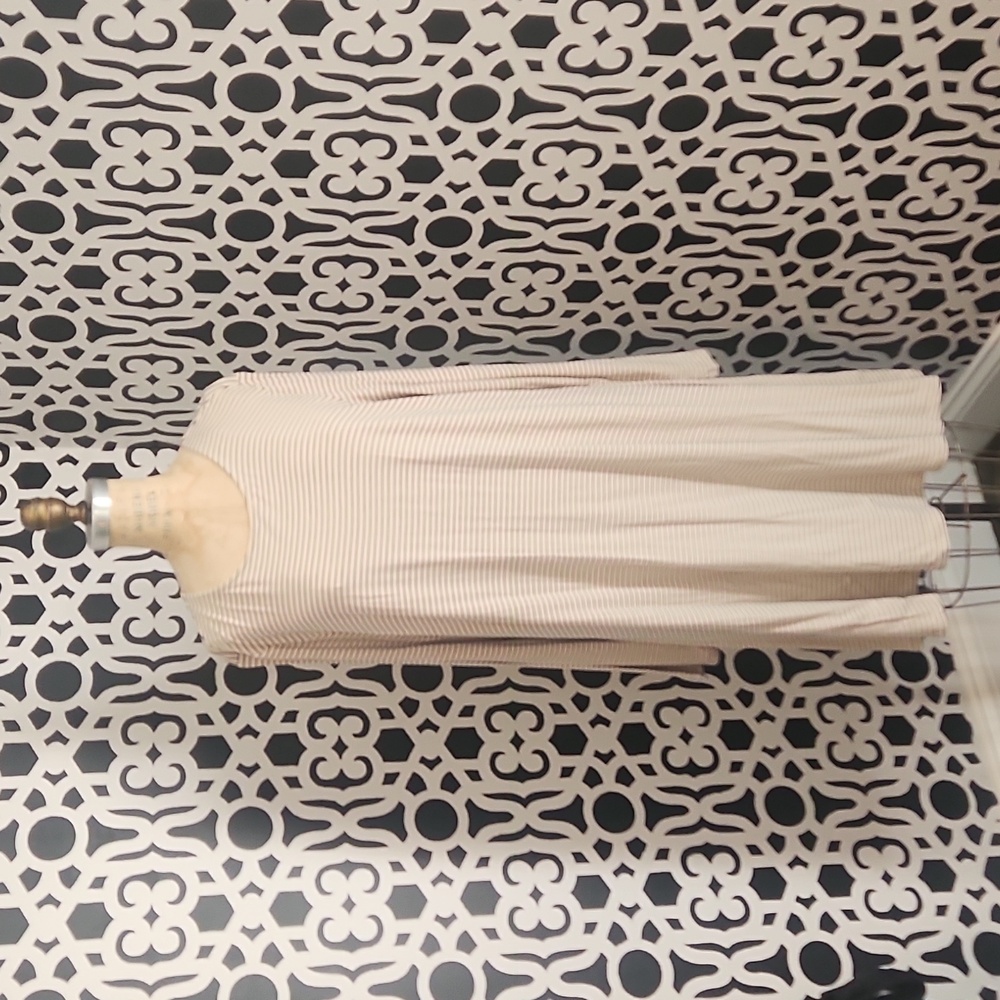 Old Navy Neutral Stripe Long Sleeve Jersey Knit Swing Dress Sz XL